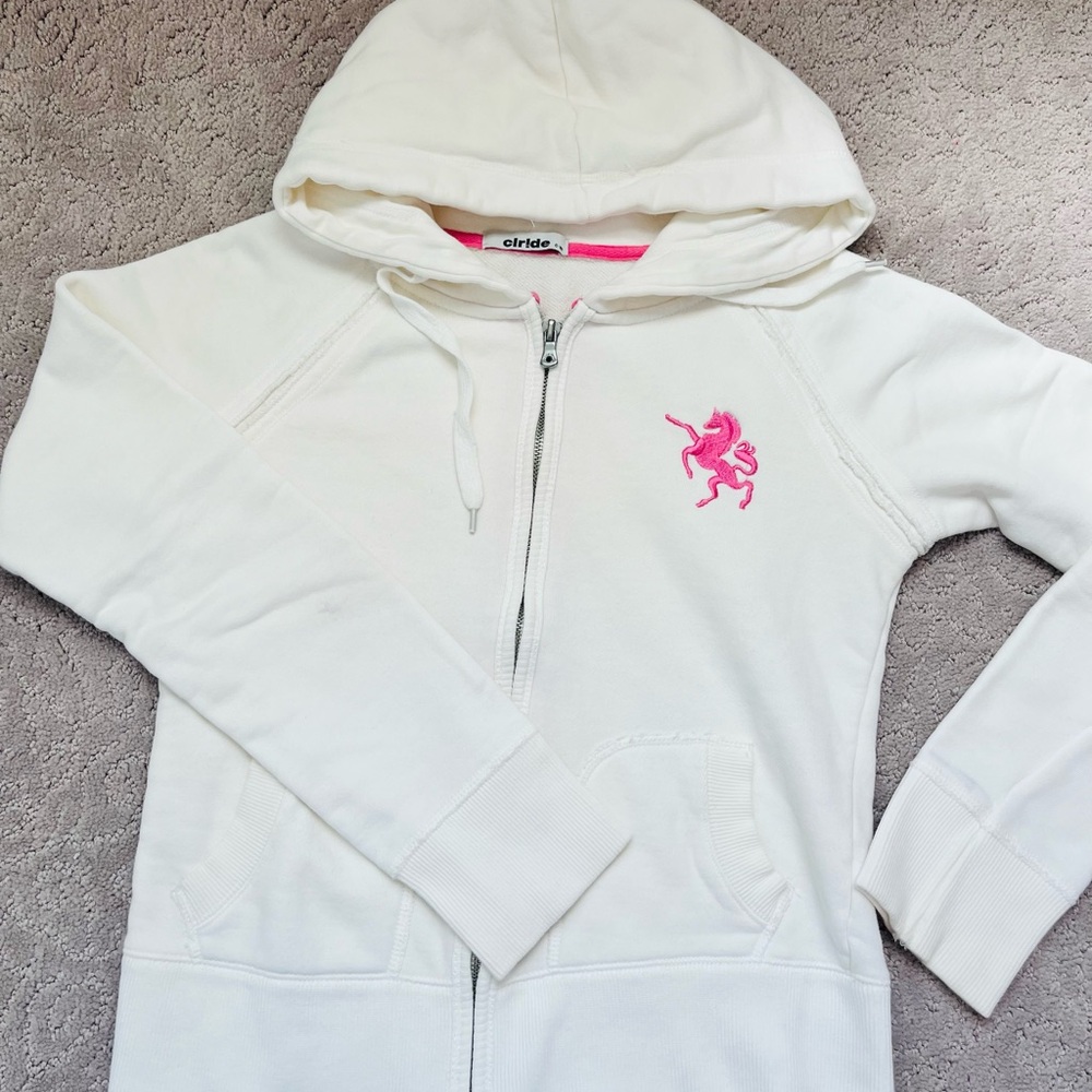 White Hoodie with Pink Unicorn